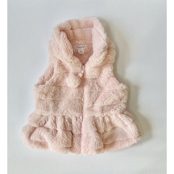 Mud Pie Pink Faux Fur Vest - Picture 1 of 3